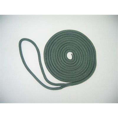 DOUBLE BRAIDED NYLON DOCK LINE / 1 / 2" x 20' - FOREST GREEN