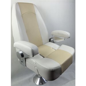  CAPTAIN ROYAL CHAIR BUCKET HELM SEAT FLIP-UP BOLSTER WHITE / BEIGE