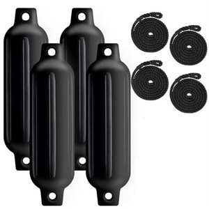 ROPE AND RIBBED TWIN EYES 6.5'' X 23'' FENDER KIT BLACK