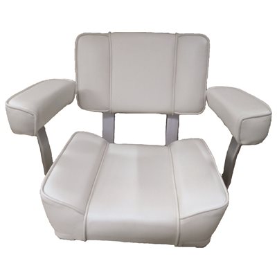 Deluxe All White Captains Chair Br, White Leather Captains Chair