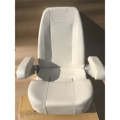 CAPTAIN ROYAL CHAIR BUCKET HELM SEAT FLIP-UP BOLSTER WHITE / WHITE