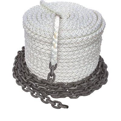 WHITE ANCHOR LINE WITH CHAIN - 150'
