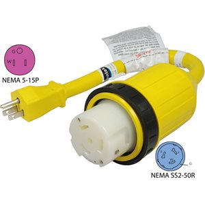 15A MALE TO 50A FEMALE ADAPTER 125 / 250V