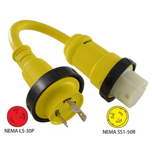 PIGTAIL ADAPTER CORD FEMALE 50A / 125V to MALE 30A