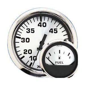 spun silver fuel gauge