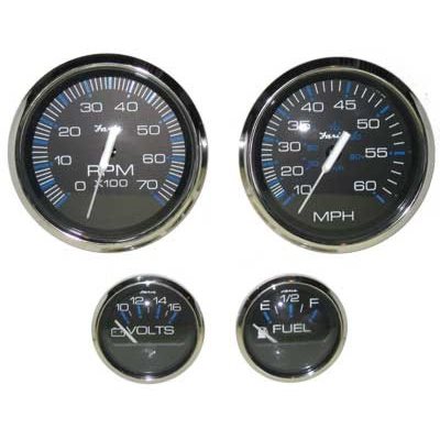 chesapeake ss black style outboard 4 gauges set