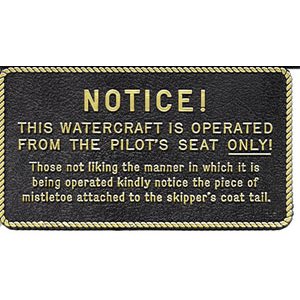 PLAQUE"PILOT'S SEAT ONLY"