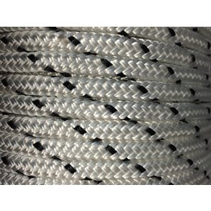 DOUBLE BRAIDED POLYESTER ROPE 5 / 16" WHITE / BLACK TRACE