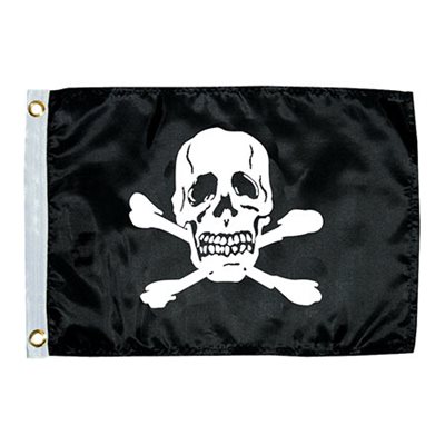 pirate jolly roger 12" x 18" 2 sided boat flag skull and bones