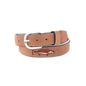leather embroidered lures belt buff - 38