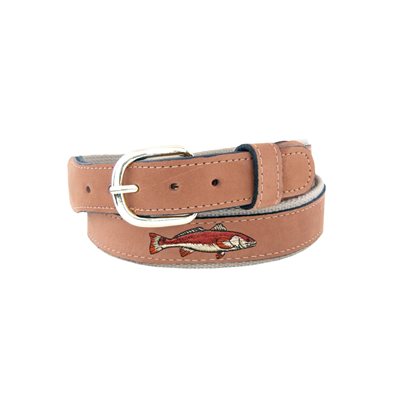 leather embroidered lures belt buff - 42